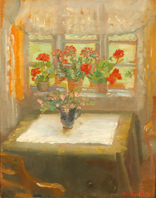 Anna Ancher  blomster i vinduet  Lauritz com