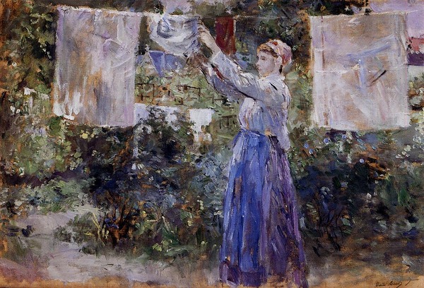 Goer hverdagen til kunst   Woman hanging out the wash   Berthe Morisot  1881  Wikiart